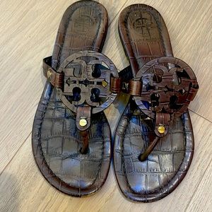 Tory Burch brown croc sandals